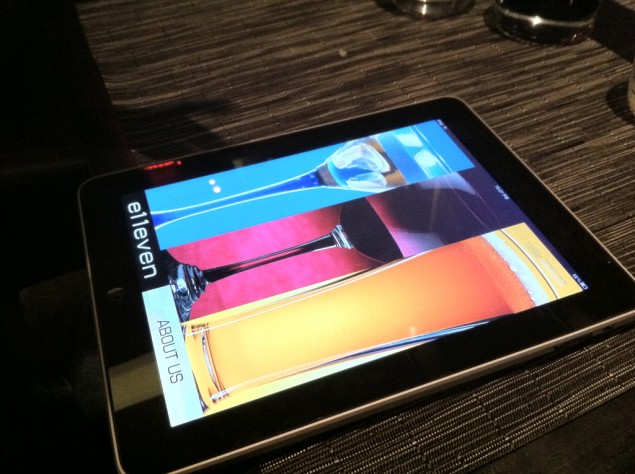 Drinkmeny på iPad på E11even