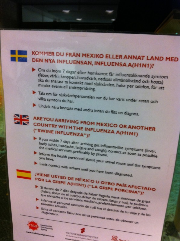 Varning för svininfluensan på Umeå City Airport