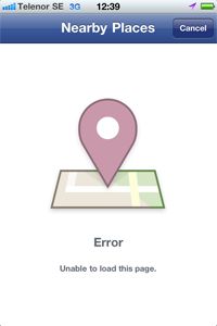 Facebook Places funkar inte