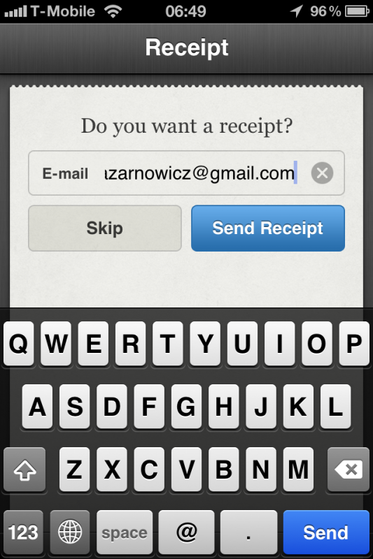 screenshot från iZettles iPhone-app